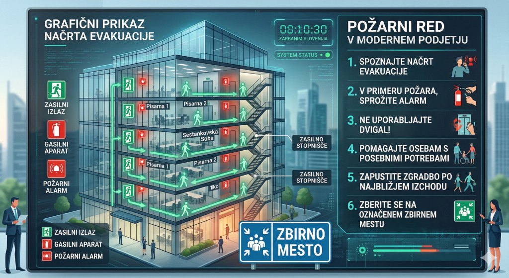 Graficni-prikaz-nacrta-evakuacije-in-pozarnega-reda-v-moderni-poslovni-stavbi